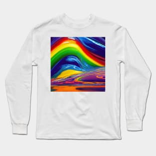 Liquid Colors Flowing Infinitely - Heavy Texture Swirling Thick Wet Paint - Abstract Inspirational Rainbow Drips Long Sleeve T-Shirt